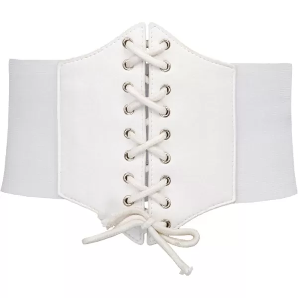 GRACE KARIN Laceup Cinch Belt Tied Corset Elastic Waist BeltWhite