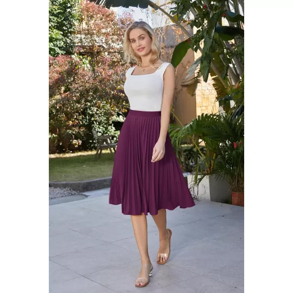 GRACE KARIN Women High Elastic Waist Pleated Chiffon Skirt Midi Swing Aline SkirtsDeep Purple