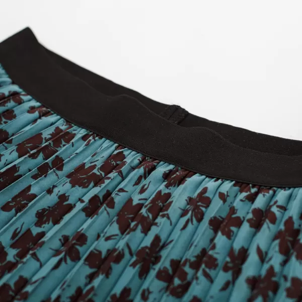 GRACE KARIN Women High Elastic Waist Pleated Chiffon Skirt Midi Swing Aline SkirtsFloralb