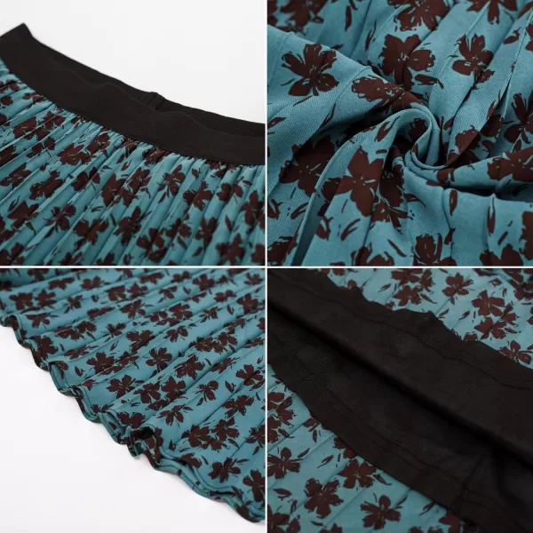 GRACE KARIN Women High Elastic Waist Pleated Chiffon Skirt Midi Swing Aline SkirtsFloralb