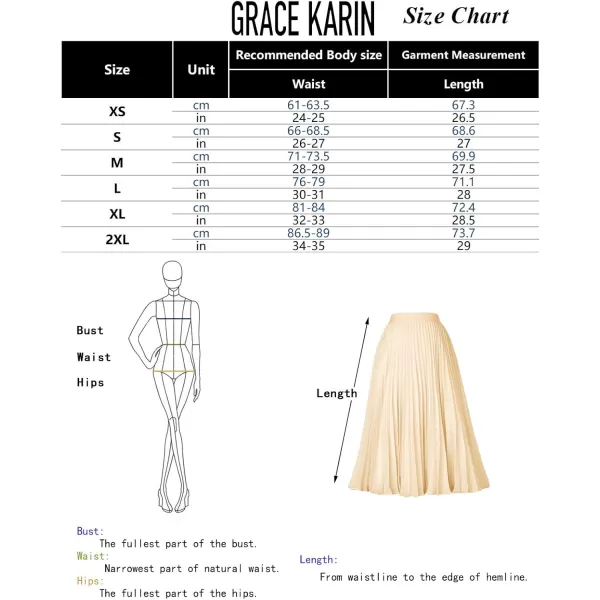 GRACE KARIN Women High Elastic Waist Pleated Chiffon Skirt Midi Swing Aline SkirtsLight Brown