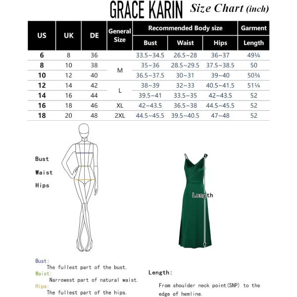 GRACE KARIN Womens 2023 Satin A Line Midi Dress Asymmetric Straps V Neck Slit Cocktail Party Wedding Guest Slip DressBlackish Green