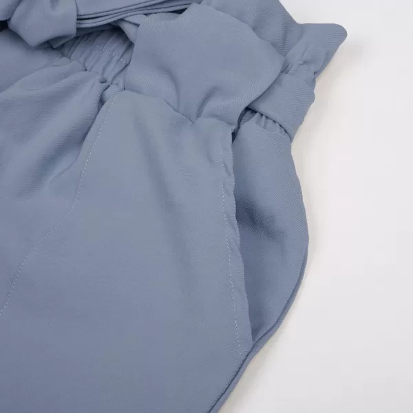 GRACE KARIN Womens Cropped Paper Bag Waist Pants with PocketsBluegray