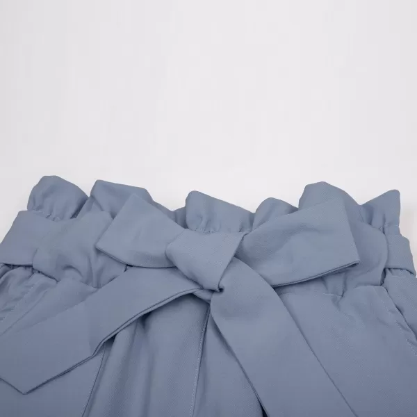 GRACE KARIN Womens Cropped Paper Bag Waist Pants with PocketsBluegray