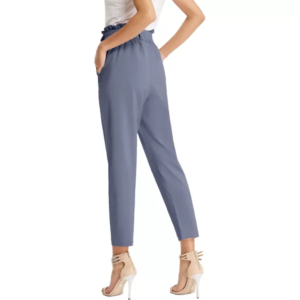GRACE KARIN Womens Cropped Paper Bag Waist Pants with PocketsBluegray