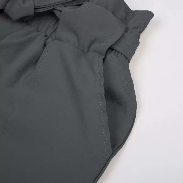 GRACE KARIN Womens Cropped Paper Bag Waist Pants with PocketsCharcoal Gray