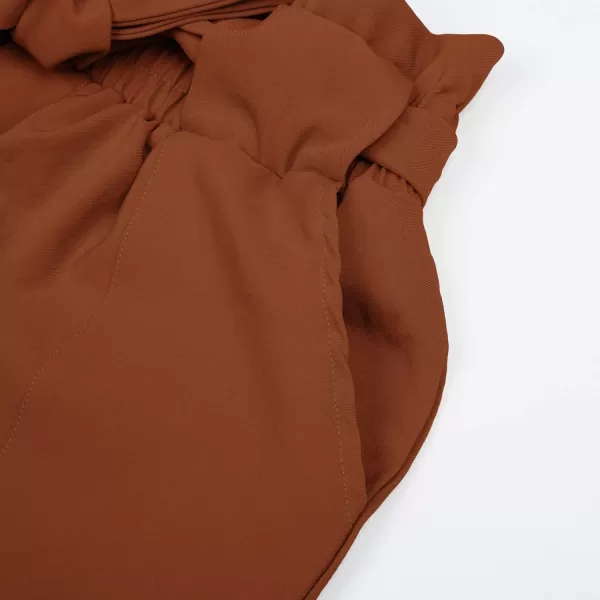 GRACE KARIN Womens Cropped Paper Bag Waist Pants with PocketsCoffee