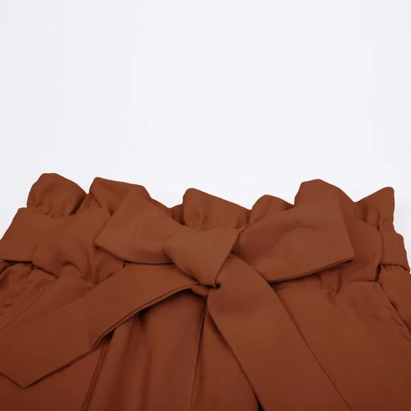 GRACE KARIN Womens Cropped Paper Bag Waist Pants with PocketsCoffee