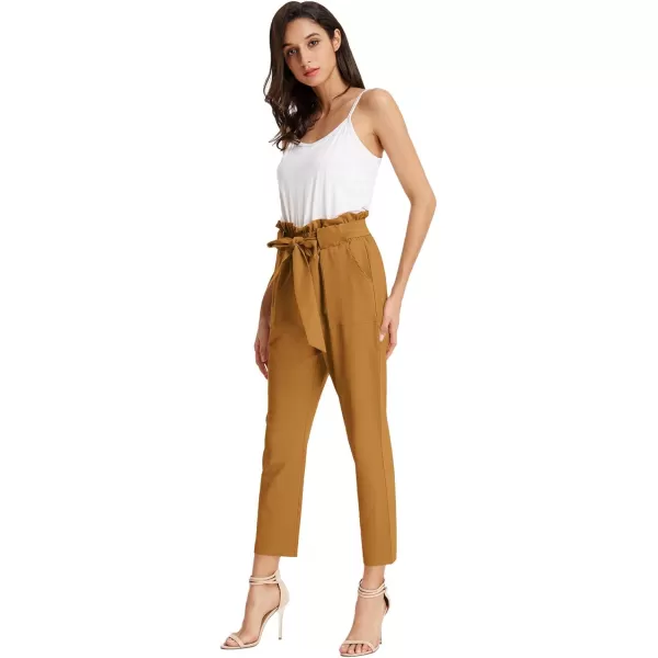 GRACE KARIN Womens Cropped Paper Bag Waist Pants with PocketsGinger