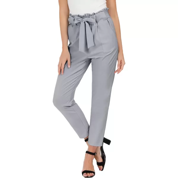 GRACE KARIN Womens Cropped Paper Bag Waist Pants with PocketsLight Gray