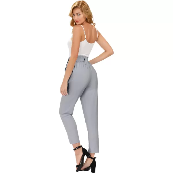 GRACE KARIN Womens Cropped Paper Bag Waist Pants with PocketsLight Gray