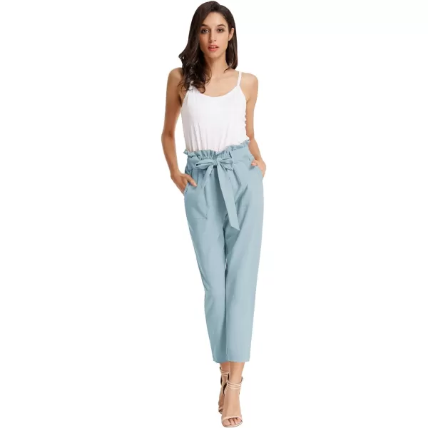 GRACE KARIN Womens Cropped Paper Bag Waist Pants with PocketsMedium Blue