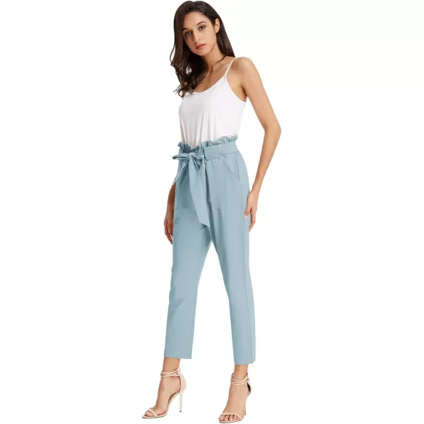 GRACE KARIN Womens Cropped Paper Bag Waist Pants with PocketsMedium Blue