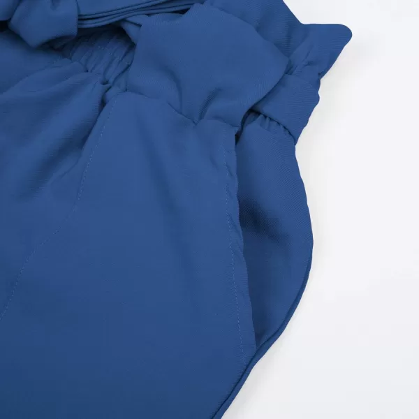 GRACE KARIN Womens Cropped Paper Bag Waist Pants with PocketsRoyal Blue