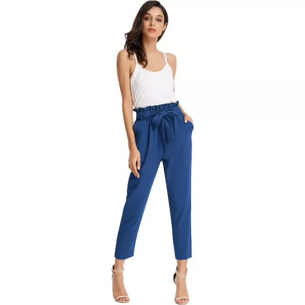 GRACE KARIN Womens Cropped Paper Bag Waist Pants with PocketsRoyal Blue