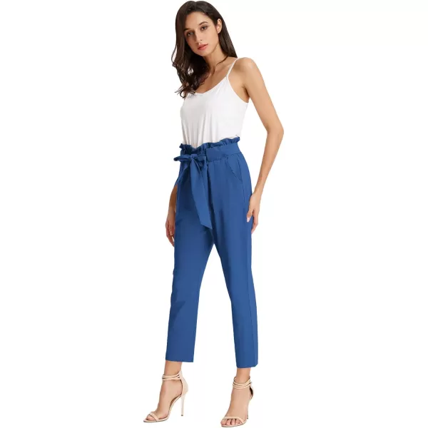 GRACE KARIN Womens Cropped Paper Bag Waist Pants with PocketsRoyal Blue