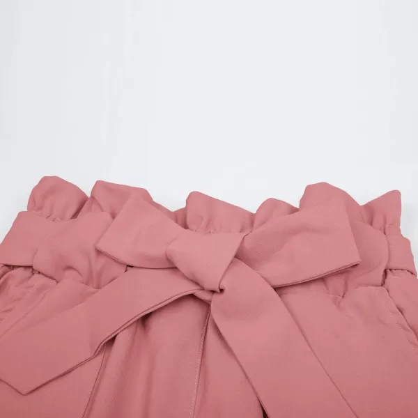 GRACE KARIN Womens Cropped Paper Bag Waist Pants with PocketsSalmon Pink