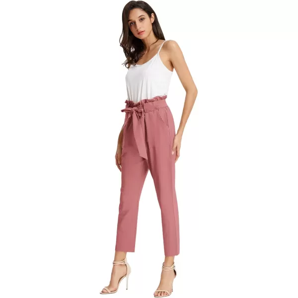 GRACE KARIN Womens Cropped Paper Bag Waist Pants with PocketsSalmon Pink