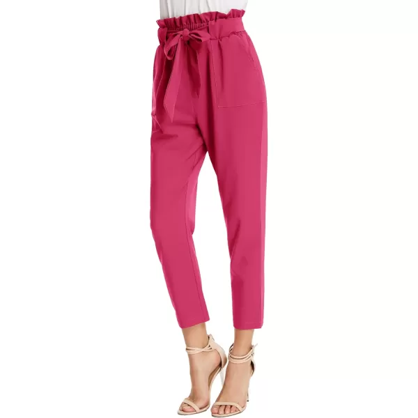 GRACE KARIN Womens Cropped Paper Bag Waist Pants with PocketsUpdatehot Pink