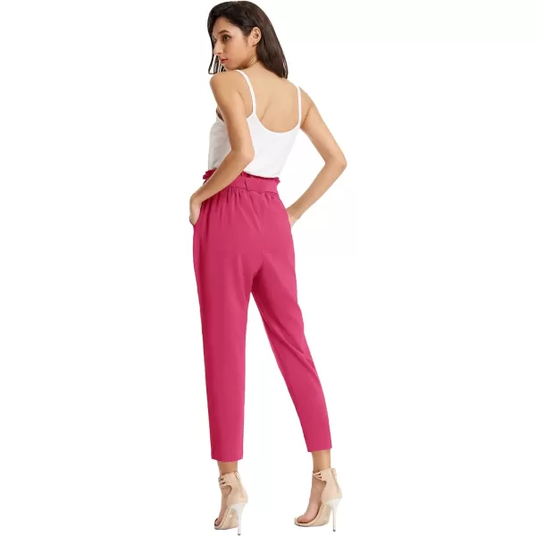 GRACE KARIN Womens Cropped Paper Bag Waist Pants with PocketsUpdatehot Pink