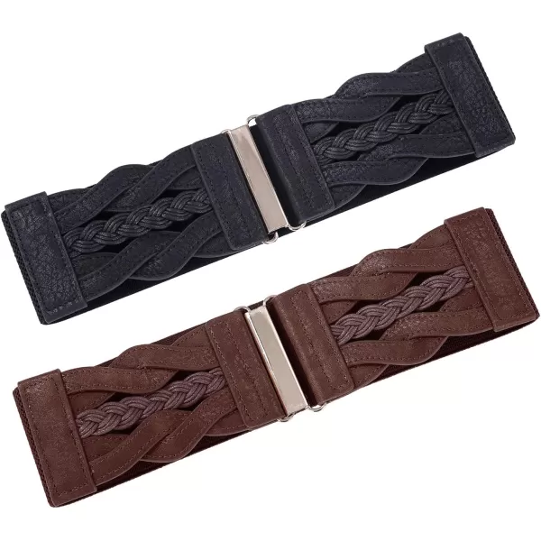 GRACE KARIN Womens Elastic Wide Belts Vintage Stretchy Belt Retro Fashion Cinch Belts for DressesBlack Coffee