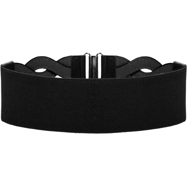 GRACE KARIN Womens Elastic Wide Belts Vintage Stretchy Belt Retro Fashion Cinch Belts for DressesBlackrivet