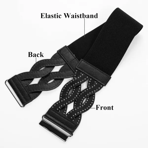 GRACE KARIN Womens Elastic Wide Belts Vintage Stretchy Belt Retro Fashion Cinch Belts for DressesBlackrivet