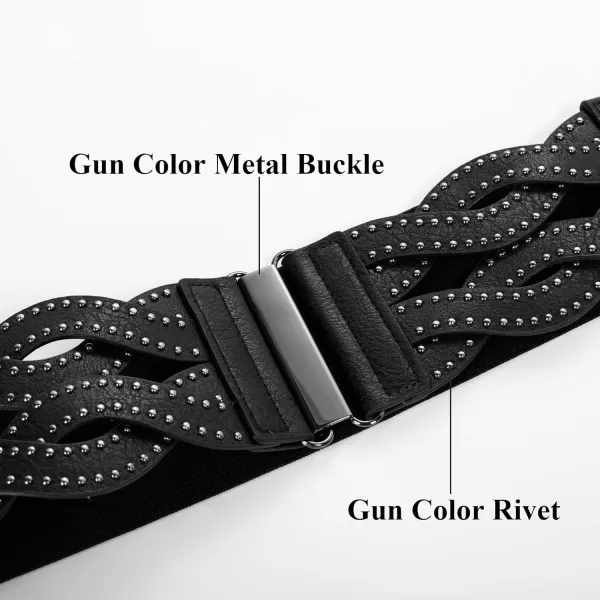 GRACE KARIN Womens Elastic Wide Belts Vintage Stretchy Belt Retro Fashion Cinch Belts for DressesBlackrivet