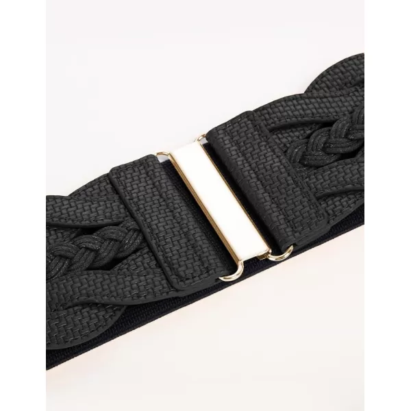 GRACE KARIN Womens Elastic Wide Belts Vintage Stretchy Belt Retro Fashion Cinch Belts for DressesBlackwoven