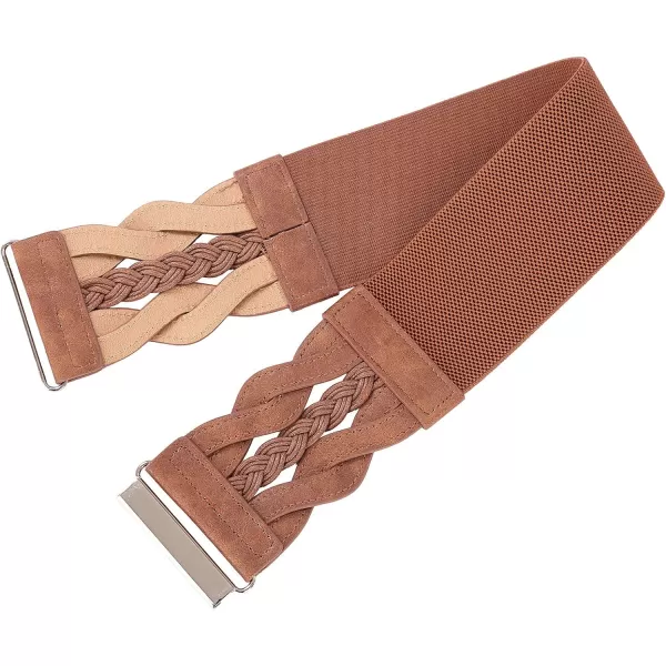 GRACE KARIN Womens Elastic Wide Belts Vintage Stretchy Belt Retro Fashion Cinch Belts for DressesBrown