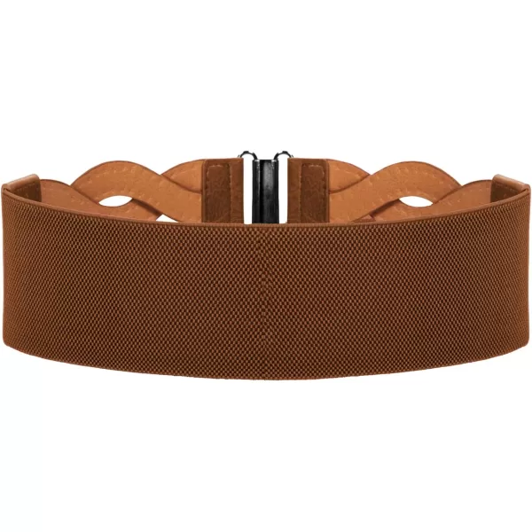 GRACE KARIN Womens Elastic Wide Belts Vintage Stretchy Belt Retro Fashion Cinch Belts for DressesBrownrivet