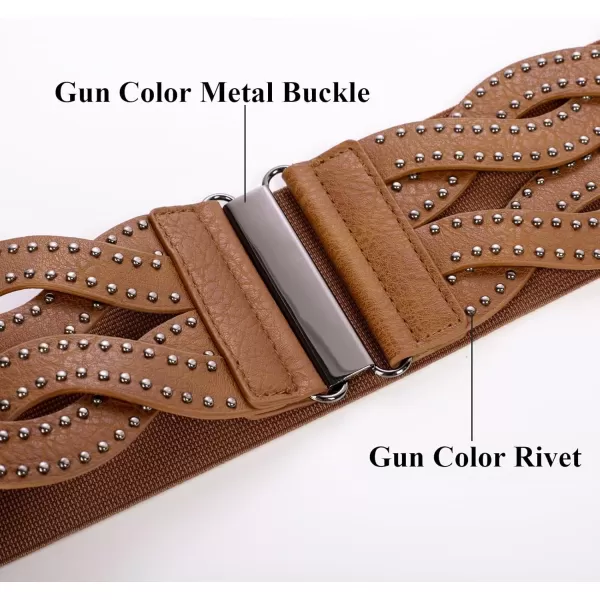 GRACE KARIN Womens Elastic Wide Belts Vintage Stretchy Belt Retro Fashion Cinch Belts for DressesBrownrivet