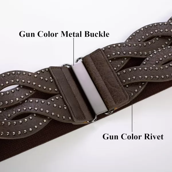 GRACE KARIN Womens Elastic Wide Belts Vintage Stretchy Belt Retro Fashion Cinch Belts for DressesCoffeerivet