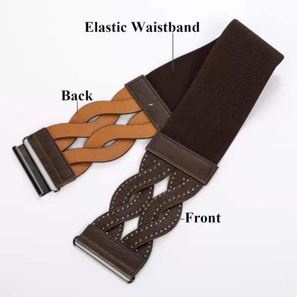 GRACE KARIN Womens Elastic Wide Belts Vintage Stretchy Belt Retro Fashion Cinch Belts for DressesCoffeerivet