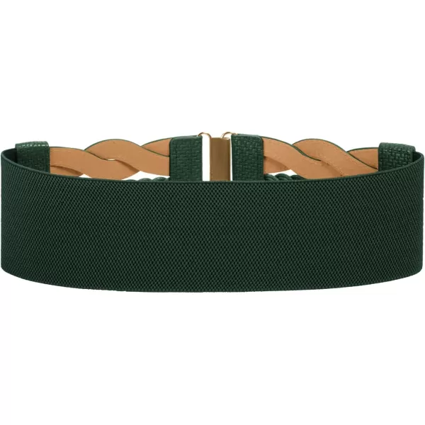 GRACE KARIN Womens Elastic Wide Belts Vintage Stretchy Belt Retro Fashion Cinch Belts for DressesDark Greenwoven