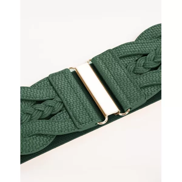 GRACE KARIN Womens Elastic Wide Belts Vintage Stretchy Belt Retro Fashion Cinch Belts for DressesDark Greenwoven
