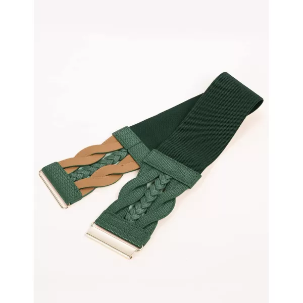 GRACE KARIN Womens Elastic Wide Belts Vintage Stretchy Belt Retro Fashion Cinch Belts for DressesDark Greenwoven