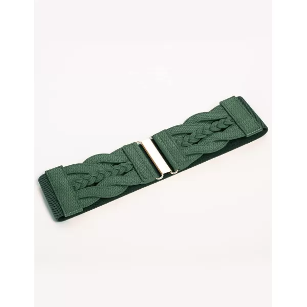 GRACE KARIN Womens Elastic Wide Belts Vintage Stretchy Belt Retro Fashion Cinch Belts for DressesDark Greenwoven