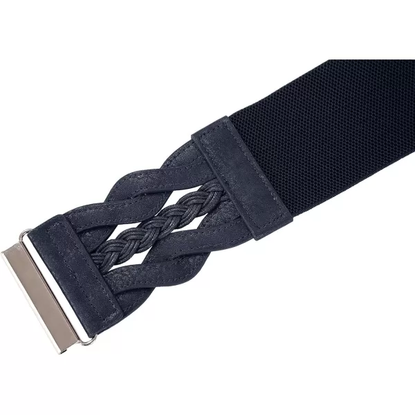 GRACE KARIN Womens Elastic Wide Belts Vintage Stretchy Belt Retro Fashion Cinch Belts for DressesNavy Blue