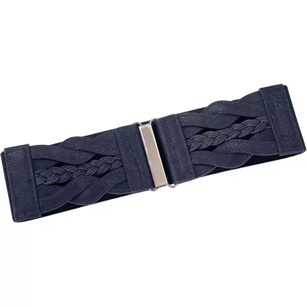 GRACE KARIN Womens Elastic Wide Belts Vintage Stretchy Belt Retro Fashion Cinch Belts for DressesNavy Blue
