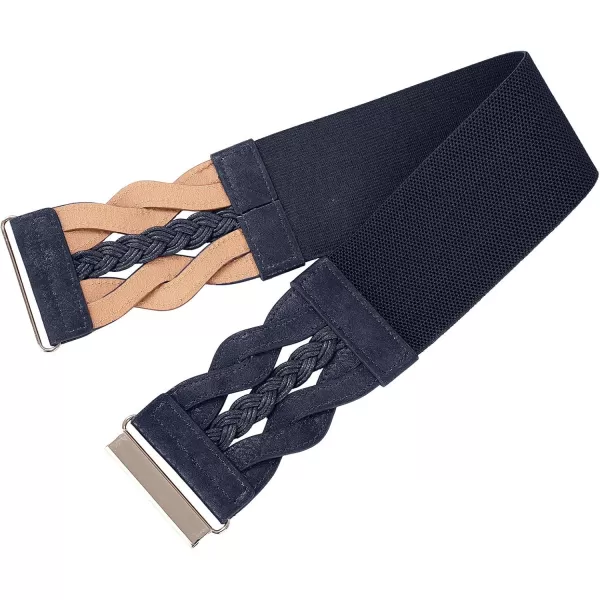 GRACE KARIN Womens Elastic Wide Belts Vintage Stretchy Belt Retro Fashion Cinch Belts for DressesNavy Blue