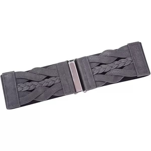 GRACE KARIN Womens Elastic Wide Belts Vintage Stretchy Belt Retro Fashion Cinch Belts for DressesPewter