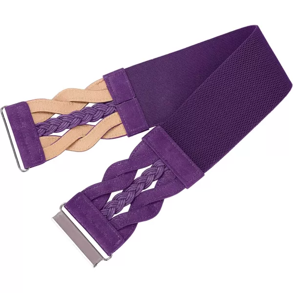 GRACE KARIN Womens Elastic Wide Belts Vintage Stretchy Belt Retro Fashion Cinch Belts for DressesPurple