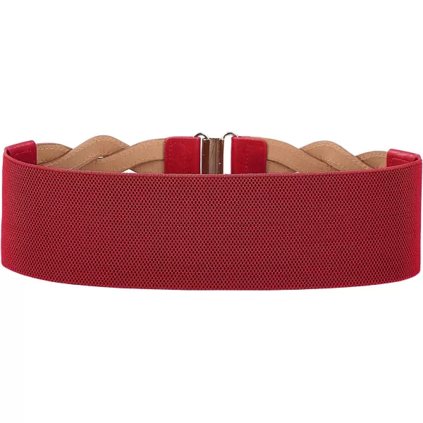 GRACE KARIN Womens Elastic Wide Belts Vintage Stretchy Belt Retro Fashion Cinch Belts for DressesRed