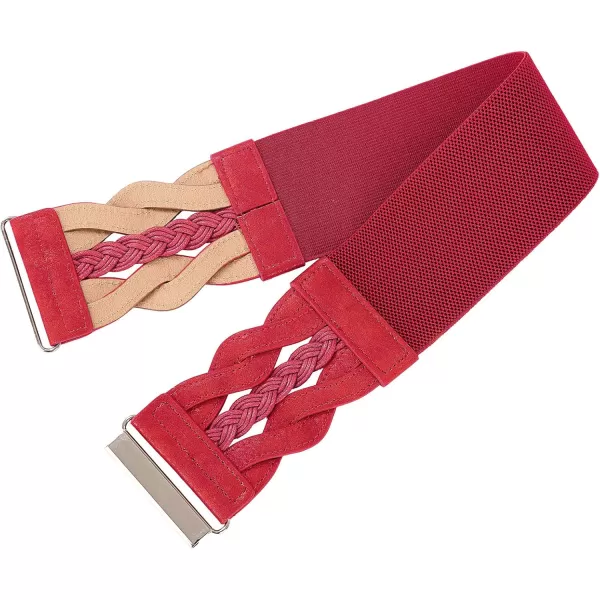GRACE KARIN Womens Elastic Wide Belts Vintage Stretchy Belt Retro Fashion Cinch Belts for DressesRed