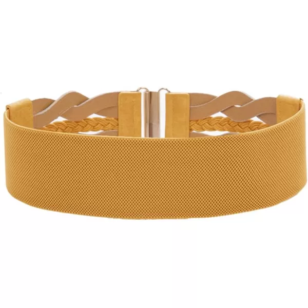 GRACE KARIN Womens Elastic Wide Belts Vintage Stretchy Belt Retro Fashion Cinch Belts for DressesSpicy Mustard