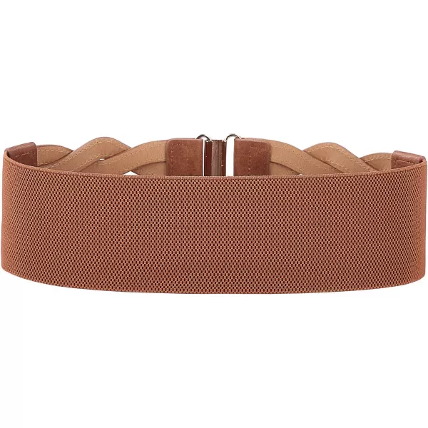 GRACE KARIN Womens Elastic Wide Belts Vintage Stretchy Belt Retro Fashion Cinch Belts for DressesWhite Brown