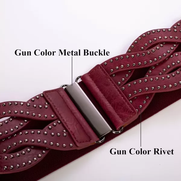 GRACE KARIN Womens Elastic Wide Belts Vintage Stretchy Belt Retro Fashion Cinch Belts for DressesWine Redrivet