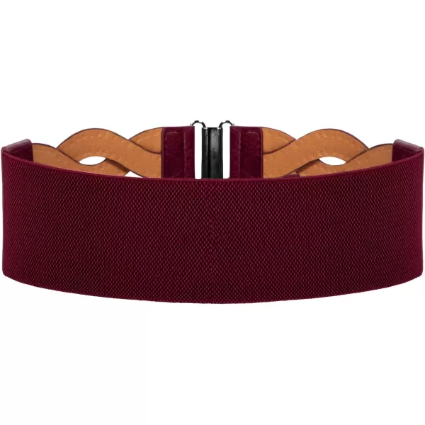 GRACE KARIN Womens Elastic Wide Belts Vintage Stretchy Belt Retro Fashion Cinch Belts for DressesWine Redrivet