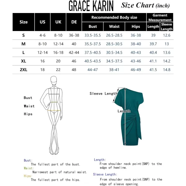 GRACE KARIN Womens One Shoulder Cocktail Dress 2024 Elegant Ruched Belted Wedding Guest Formal Bodycon DressSolid Azure